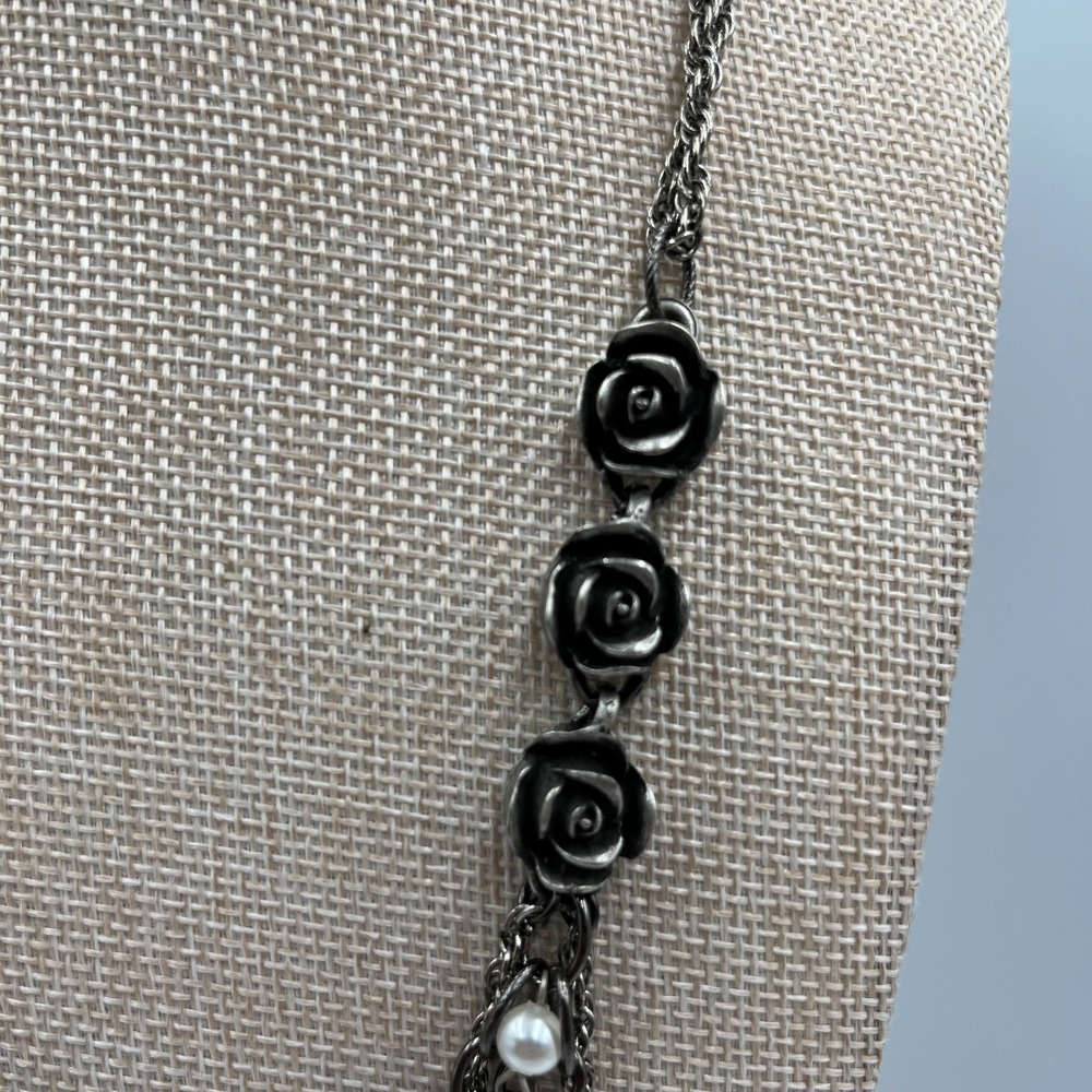 Vintage RACHEL Rose Pearl Multi-Strand Necklace Shabby Chic Romantic Boho Pink - Picture 4 of 9